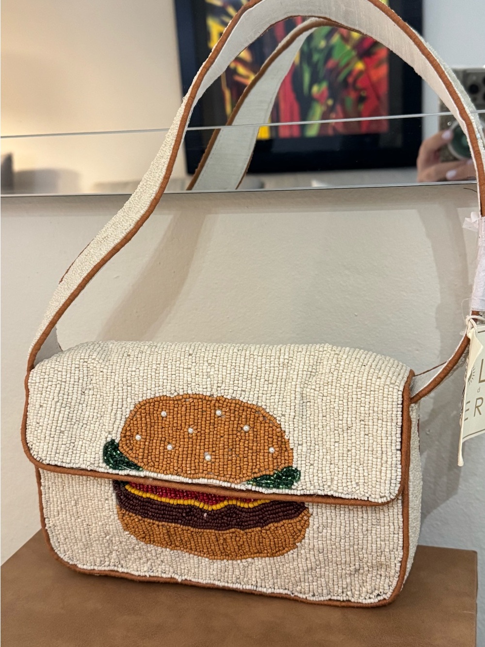 NWT Hamburger Beaded Bag